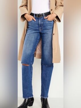 Old Navy High-Waisted OG Loose Ripped Jeans, Medium Wash, sz 6